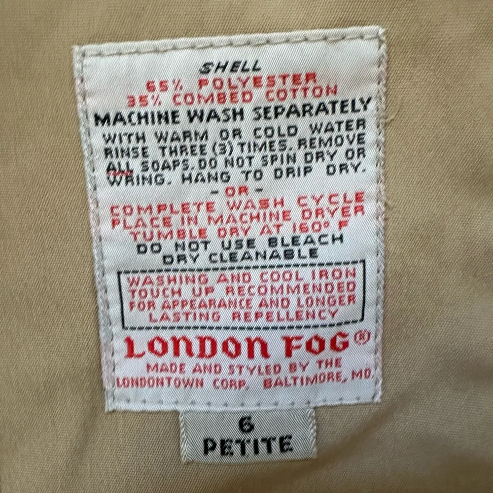 Vintage London Fog waterproof coat w/detachable fleece liner & hood. Size 6p - Picture 5 of 8